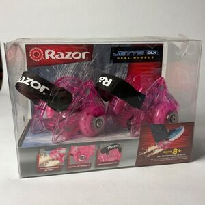 Razor Jetts DLX Heel Wheels Pink Adjustable Light-Up Sparking Skates Ages 8+ NEW
